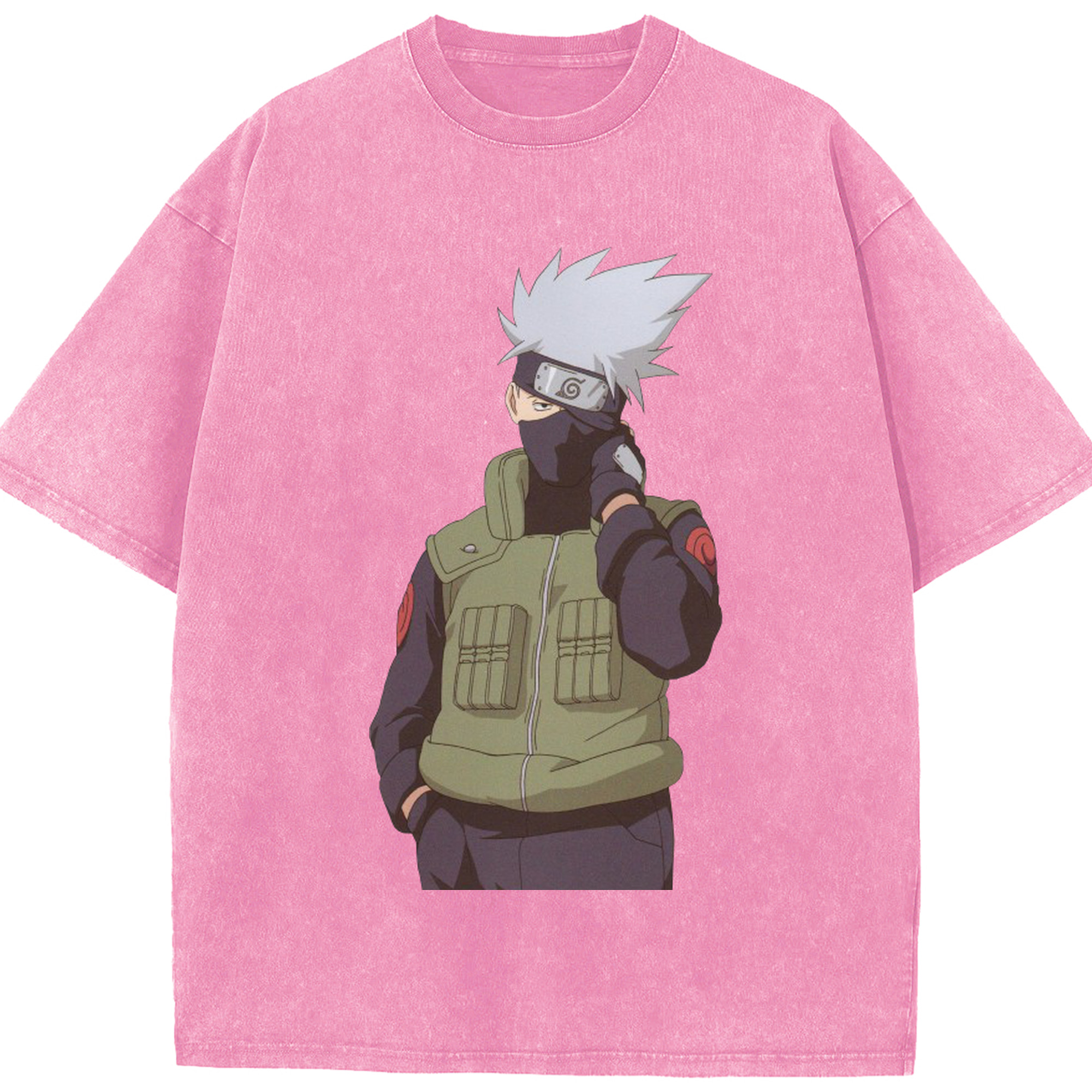 （画像用） NARUTO -ナルト- はたけ カカシ Hatake Kakashi 綿100% ヴィンテージ風 半袖Tシャツ（フロントプリント）